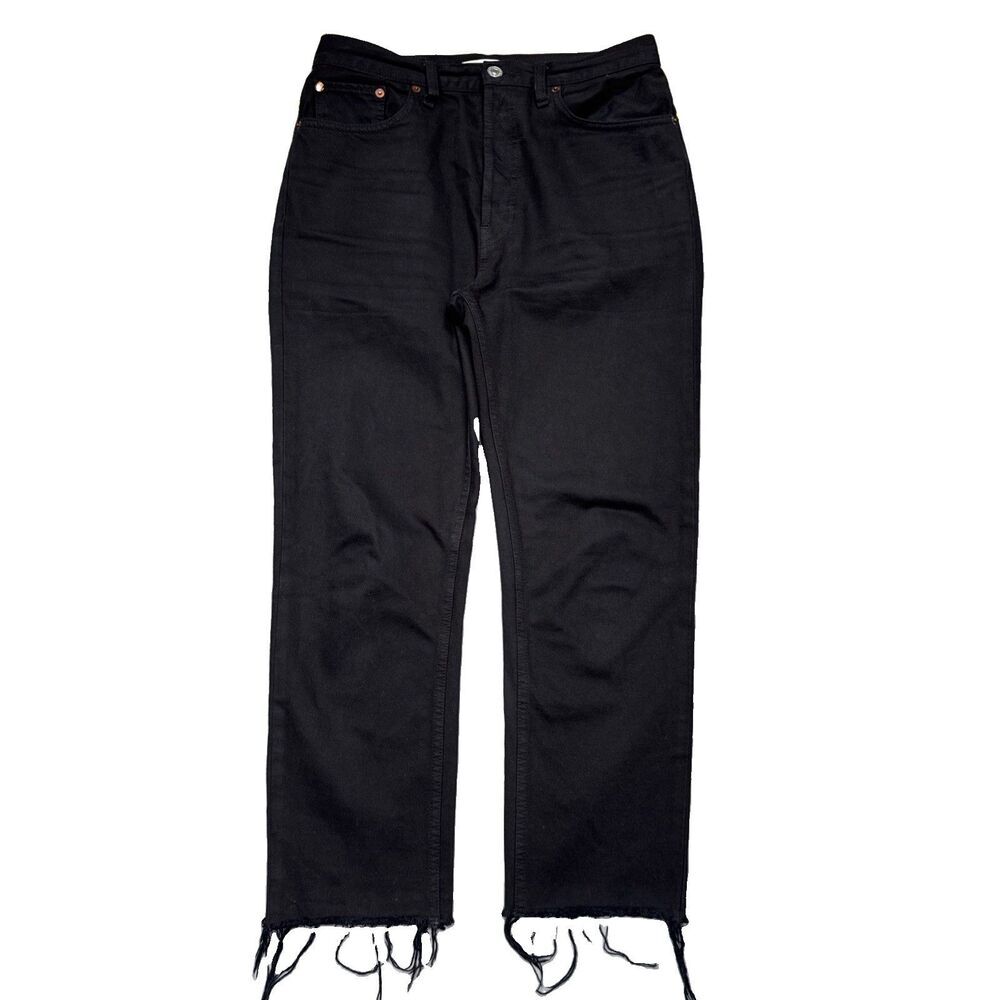 Re/Done High Rise Straight Ankle Jeans 28 (30x26) True Black Button Cotton Women